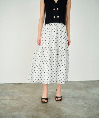 GRACE CONTINENTAL シアードットプリントスカート ホワイト