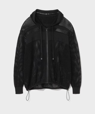 GRACE CONTINENTAL ボーダーメッシュフーディ ブラック