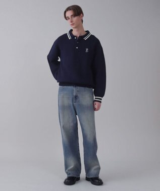 WEGO 【ユニセックス着用ITEM/SMLサイズ展開/ウエスト調整可】バギーデニムパンツ デニム中濃色