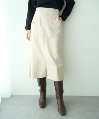 YECCA VECCA ハイウエストフェイクスエードスカート Light Beige