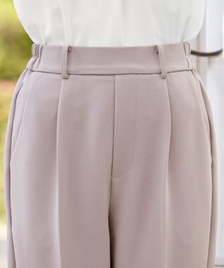 Tiaclasse 【ストレッチジョーゼット】スリットテーパードパンツ グレージュ