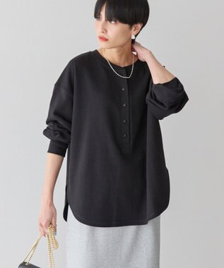 AMERICAN HOLIC ヘンリーネックラウンドミニ裏毛プルオーバー Black