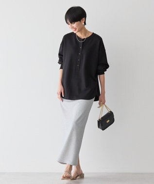 AMERICAN HOLIC ヘンリーネックラウンドミニ裏毛プルオーバー Black