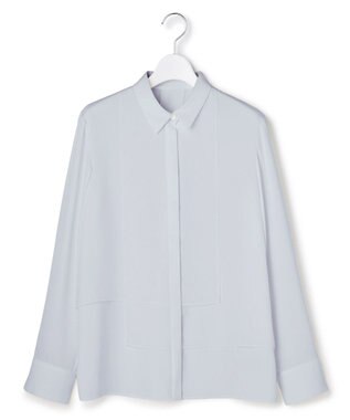 ICB L 【先行予約】 BackSatinAmunzen  異素材デザイン シャツブラウス