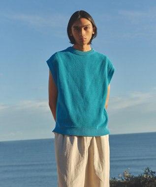UNFILO MENS メッシュ ニットベスト [24年春夏商品] ターコイズ