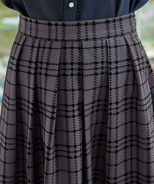 Tiaclasse 【洗える】フロッキースカート チャコールグレー(チェック柄）