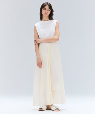 BEIGE， 【洗える/セットアップ対応】SPIGA / ジャージーコンビフレアワンピース Ecru