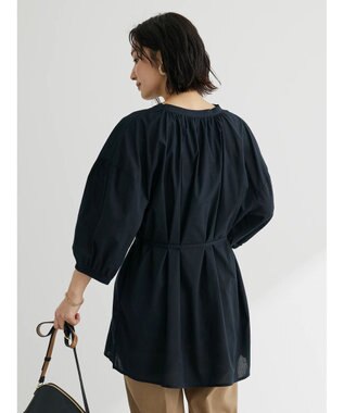 Green Parks スキッパーボリュームブラウスチュニック Black