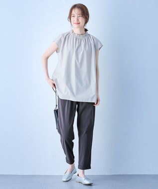 ANY L 【接触冷感/ウエストゴム/ストレッチ】クールタッチタックパンツ ブラウン