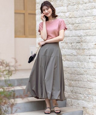 ANY SIS 【接触冷感・UVカット・洗える】ビューティクール フレンチ ニットＴ ピンクラメ