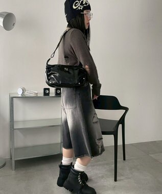 WEGO メタルパーツハーフムーンバッグ ブラック