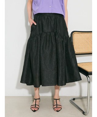 Green Parks ジャガードボリュームスカート Black