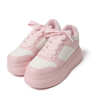 WEGO ボリュームレースアップ厚底スニーカー ライトピンク