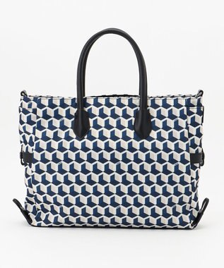 Y'SACCS キュービックモノグラム　2WAYトート　Sサイズ ネイビー