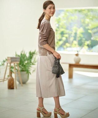 組曲 L 【接触冷感】コンビネーションポンチデザイン カットソー カーキ系