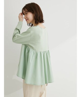 Green Parks バックギャザー布帛切替プルオーバー Green