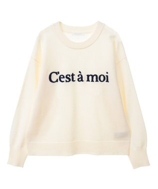 Green Parks さがら刺繍ロゴニットプルオーバー Off White