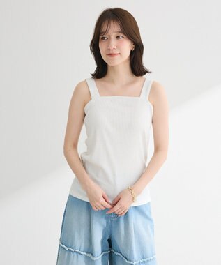 Green Parks スクエアラメタンクトップ Off White