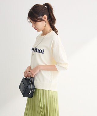 Green Parks さがら刺繍ロゴニットプルオーバー Off White