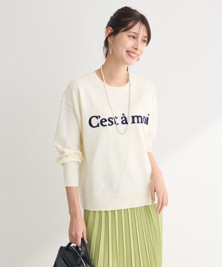 Green Parks さがら刺繍ロゴニットプルオーバー Off White