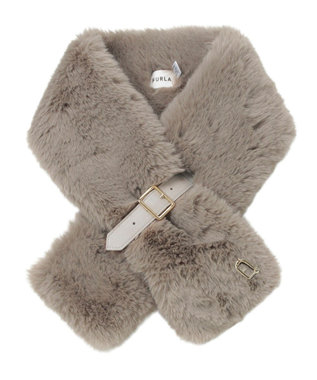 MOONBAT FURLA（フルラ）ベルト差し込みファーティペット アーチロゴ フェイクファー