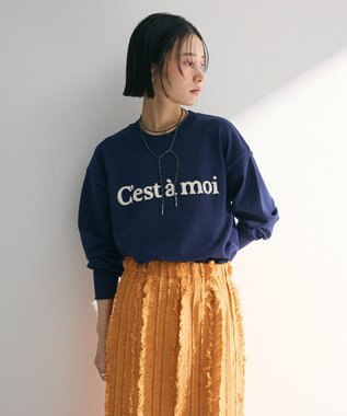 Green Parks さがら刺繍ロゴニットプルオーバー Navy