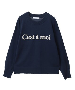 Green Parks さがら刺繍ロゴニットプルオーバー Navy