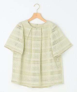 組曲 S ボーダーレース ブラウス ピスタチオ系