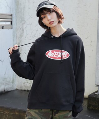 WEGO 【ユニセックス着用ITEM】リラックスフィットオーバルロゴパーカー ブラック