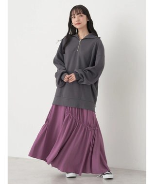 earth music&ecology スタンドｚｉｐダンボールチュニック Dark Gray