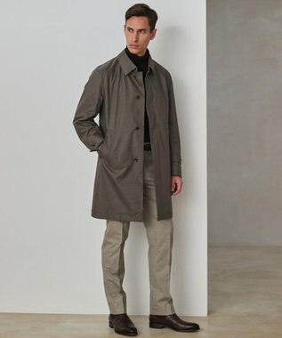 GOTAIRIKU 25年新作/3シーズン対応【防水/軽量/シワになりにくい】メランジカルゼ ステンカラーコート_無地 ベージュ系