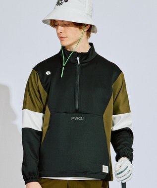 PW CIRCULUS 【MEN】カラーブロッキング プルオーバー ゴルフ ブラック系