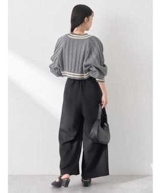 earth music&ecology ベルト付きワイドパンツ Black