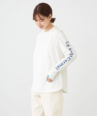 SHARE PARK LADIES 【UNISEX】吸水速乾 ショルダーロゴロングスリーブTシャツ（S・Mサイズ） ホワイト