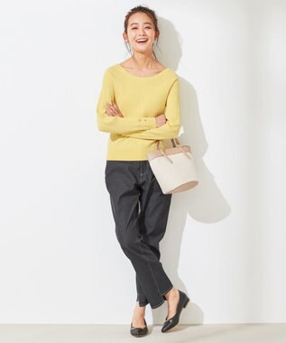 ANY SIS 【洗える】キュウシンRIB ニット ライトイエロー