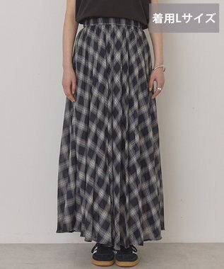 AMERICAN HOLIC 【選べる丈】チェックシアープリーツスカート Charcoal Gray