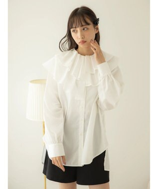 earth music&ecology ラッフルフリルチュニックブラウス Off White