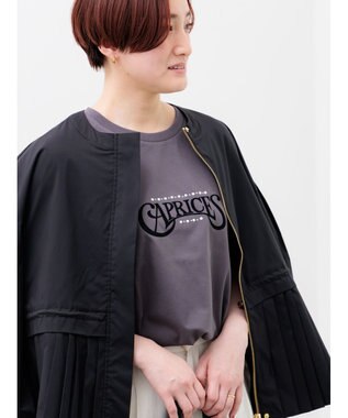 Te chichi パール&ロゴプリントTシャツ チャコールグレー