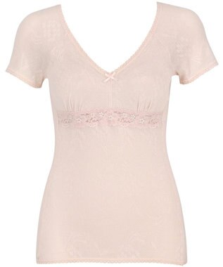 Wing カップ付きインナー 綿100％(身生地) さらっと快適 【綿100％ メッシュタイプ】 ブラトップ 3分袖 半袖 EL6385 ウイング／ワコール ピンク