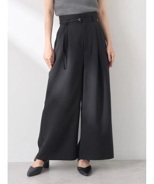 earth music&ecology ベルト付きワイドパンツ Black