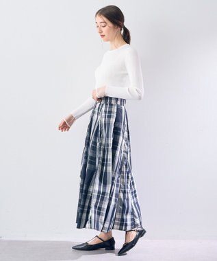 YECCA VECCA 撥水メモリーフレアスカート Navy