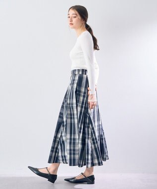 YECCA VECCA 撥水メモリーフレアスカート Navy