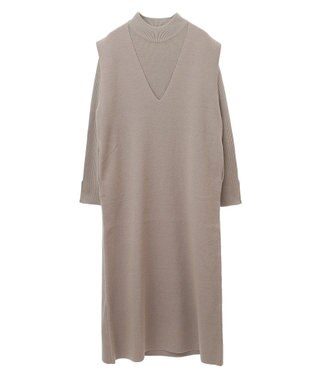 earth music&ecology Ｓｅｔ２点ハイネックプルオーバー＋ニットワンピース Gray Beige
