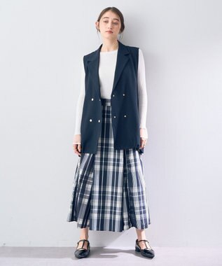 YECCA VECCA 撥水メモリーフレアスカート Navy