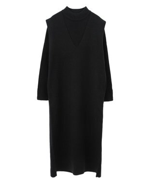 earth music&ecology Ｓｅｔ２点ハイネックプルオーバー＋ニットワンピース Black