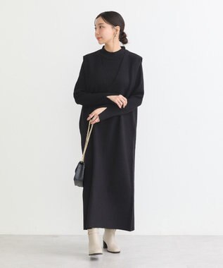 earth music&ecology Ｓｅｔ２点ハイネックプルオーバー＋ニットワンピース Black