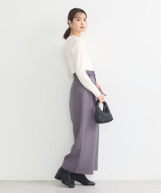 earth music&ecology ベルト付きワイドパンツ Gray