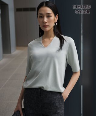 ICB 【WEB限定カラーあり】 シンセティックハイゲージ 半袖Vネックニット