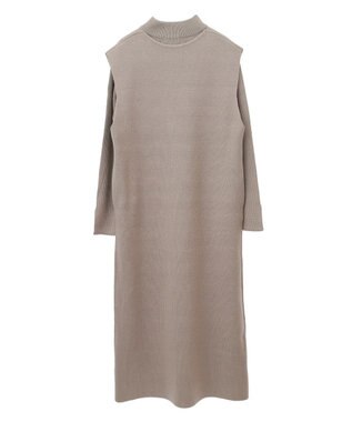earth music&ecology Ｓｅｔ２点ハイネックプルオーバー＋ニットワンピース Gray Beige