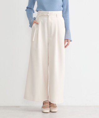 earth music&ecology ベルト付きワイドパンツ Light Beige